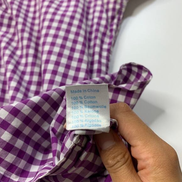 Twillory Shirt Mens 17.5 Hibiscus Purple Cotton Tailored Check Long Sleeve Dress - Picture 6 of 10